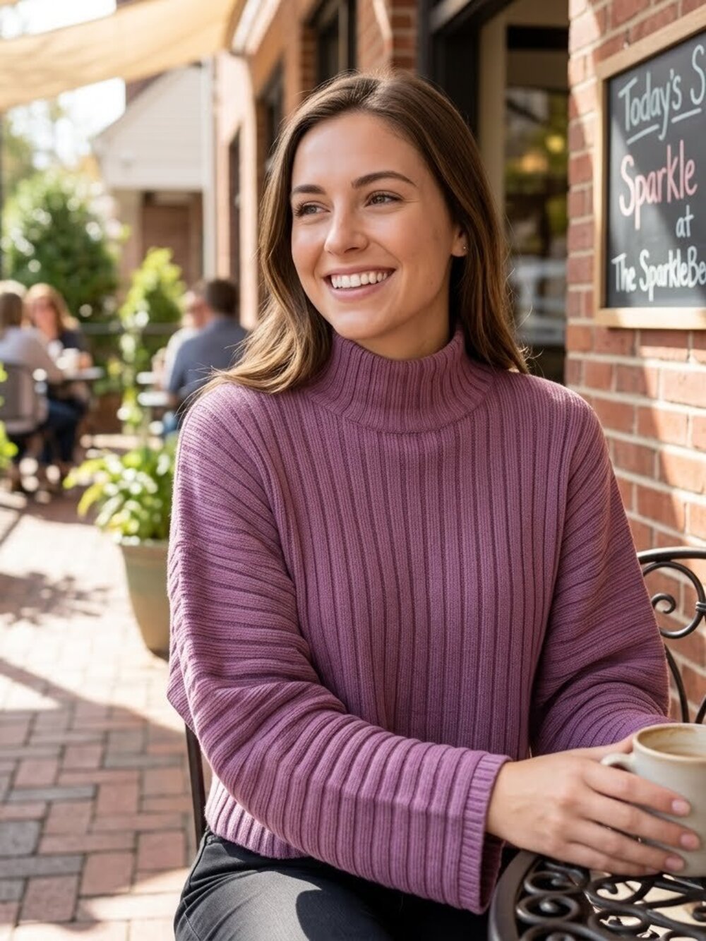 MOUSSY Lilac Knit Sweater Women's Size 1 Cotton Blend Loose Fit Long Sleeve‎
